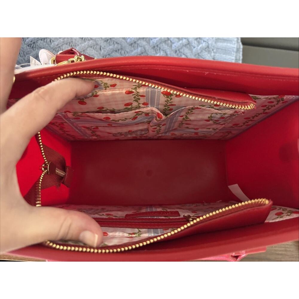 NWT Betsey Johnson XOLALA Red Faux Leather Quilted Canvas Crossbody Bag Purse - Picture 6 of 13